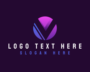 Gradient - Creative Multimedia Tech Letter V logo design