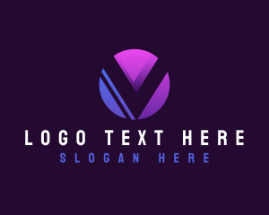 Negative Space - Creative Multimedia Tech Letter V logo design