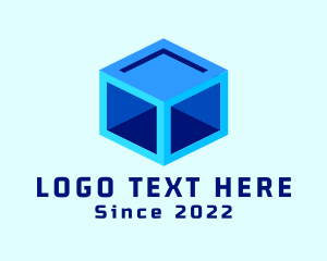 3d - Blue Container Cube logo design