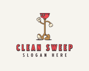 Custodian - Plunger Cleaning Housekeeper logo design