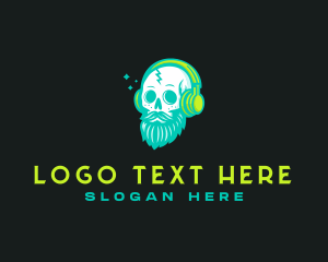 Podcasting - Skull Headphones Podcaster logo design