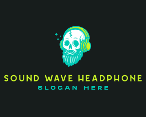Headphone - Skull Headphones Podcaster logo design