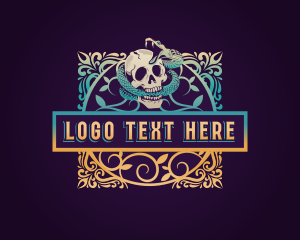 Funerary - Skull Snake Ornament logo design