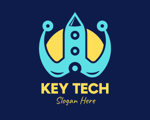 Blue Tech Rocket logo design