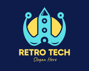 Blue Tech Rocket logo design