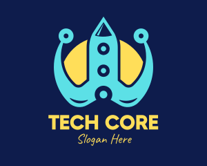 Blue Tech Rocket logo design