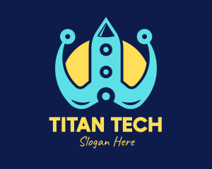 Blue Tech Rocket logo design