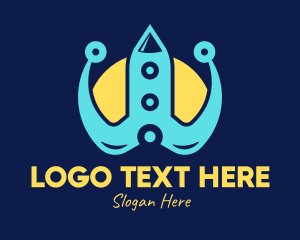 Illustration - Blue Tech Rocket logo design
