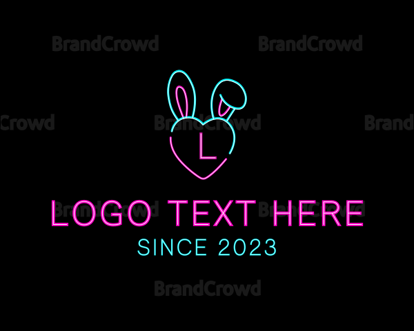 Neon Heart Bunny Logo