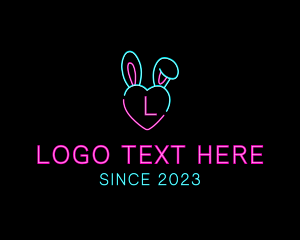 Alluring - Neon Heart Bunny logo design