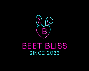 Neon Heart Bunny  Logo