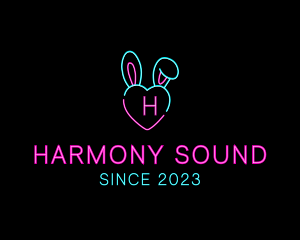 Neon Heart Bunny  Logo