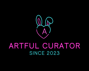 Neon Heart Bunny  logo design