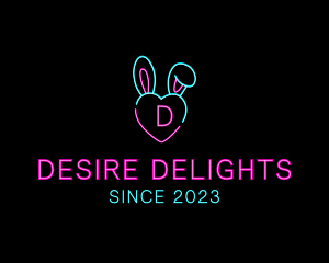 Neon Heart Bunny  logo design