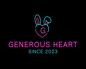 Neon Heart Bunny  logo design