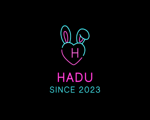 Modeling - Neon Heart Bunny logo design
