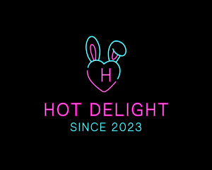 Neon Heart Bunny  logo design