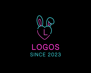 Letter - Neon Heart Bunny logo design