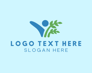Vegetarian - Human Leaf Planting logo design