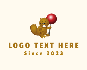 Mascot - Cute Beaver Lollipop logo design