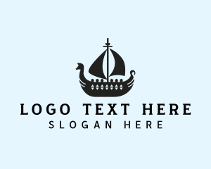 Ship - Medieval Viking Ship logo design