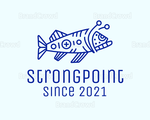 Minimalist Blue Anglerfish Logo