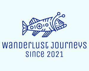Marine Life - Minimalist Blue Anglerfish logo design