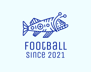Fish - Minimalist Blue Anglerfish logo design