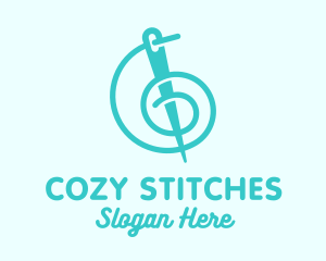 Knitter - Teal Thread Needle logo design