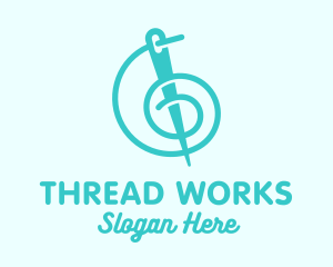 Thread - Teal Thread Needle logo design