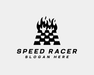 Racecar - Fire Race Track logo design