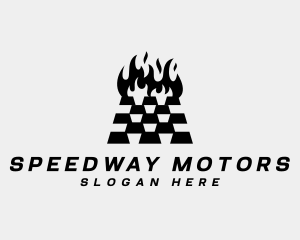 Racecar - Fire Race Track logo design