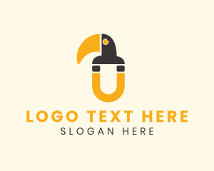 Wild - Toucan Beak Magnet Letter U logo design