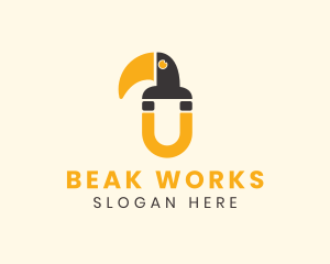 Beak - Toucan Beak Magnet Letter U logo design