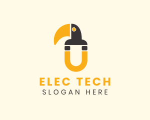 Electromagnetic - Toucan Beak Magnet Letter U logo design