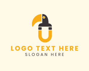 Parrot - Toucan Beak Magnet Letter U logo design