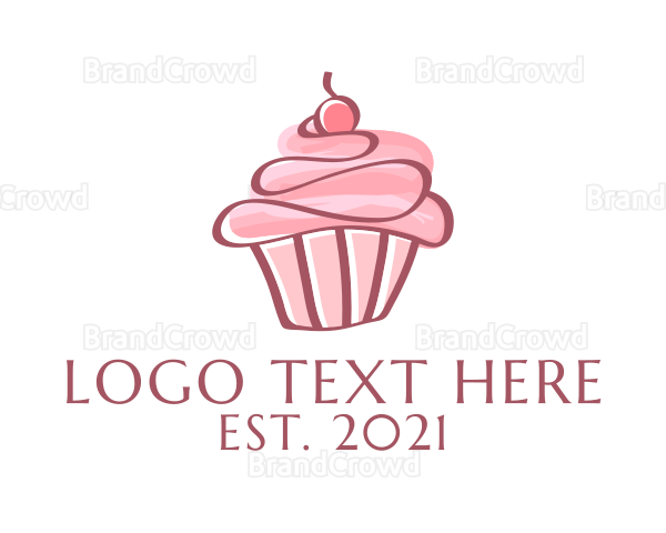 Sweet Watercolor Cupcake Logo