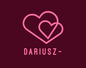 Dating Site - 3D Couple Heart logo design