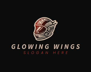 Motorcycle Helmet Wings logo design