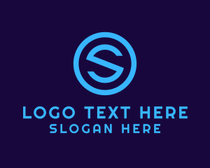 Cyberspace - Blue Letter S Badge logo design