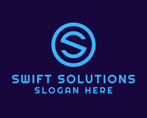 Blue Letter S Badge logo design