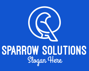 Sparrow - Perched Sparrow Monoline logo design