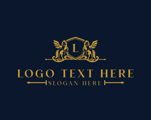Horse - Luxurious Pegasus Shield logo design