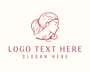 Beautician - Elegant Woman Rose logo design