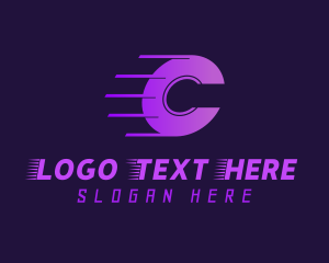 Data Transfer - Purple Gradient Letter C logo design