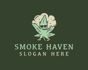 Marijuana Cannabis Smoke logo design