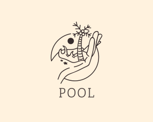 Palm Tree - Island Hotel Hand logo design