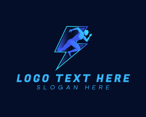 Sprinting - Lightning Running Human logo design