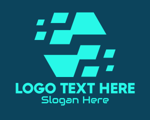 Connection - Pixel Data Hexagon logo design