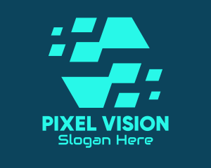 Pixel Data Hexagon logo design